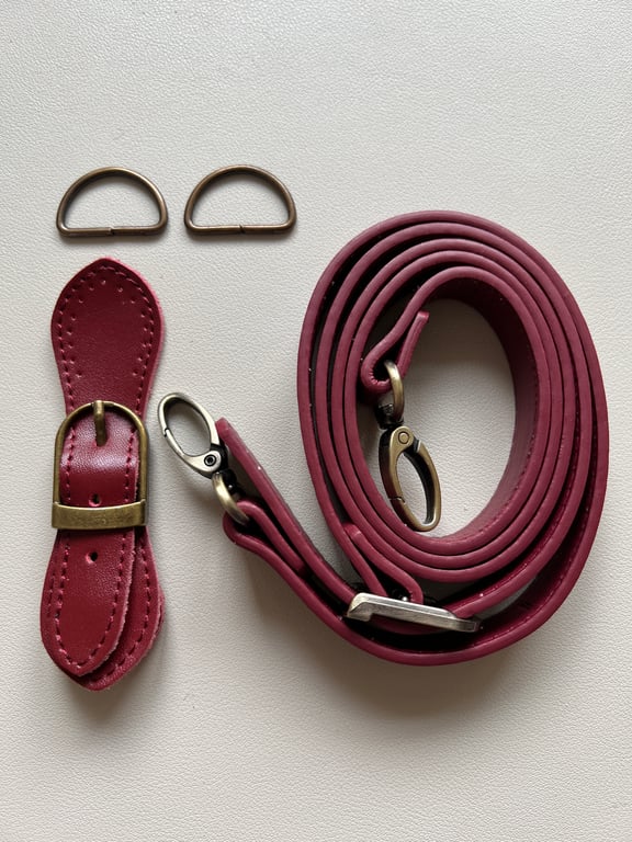 Red & Antique Brass Hardware Kit for making a Felt Bag on a Ball