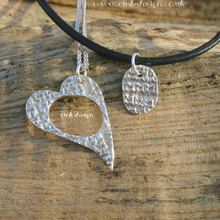 Mummy and Me. Two fine silver patterned pendants