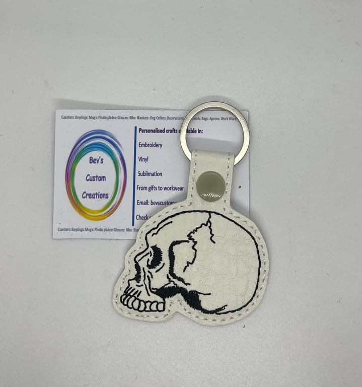 Embroidered Skull Keyring
