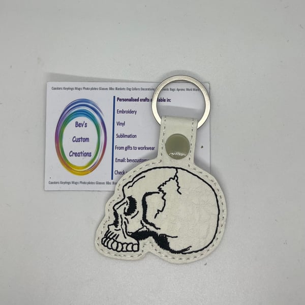 Embroidered Skull Keyring