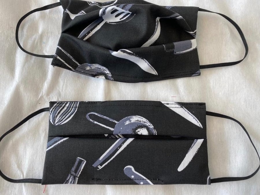Superior quality Face mask cover with utensils fabric. Ideal for Catering, kitch
