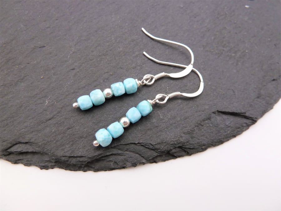 sterling silver earrings, larimar gemstone jewellery