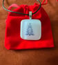 Unique Handcrafted Artisan Christmas Tree Pendant on Adjustable Black Necklace 