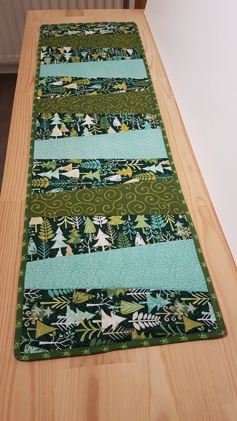Christmas Table Runner,Green Turquise Christmas Tree