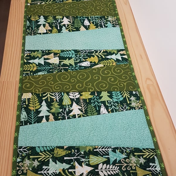 Christmas Table Runner,Green Turquise Christmas Tree