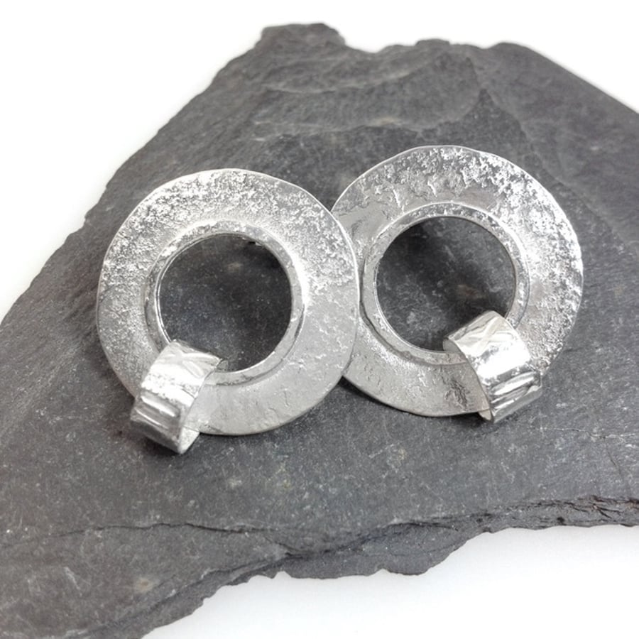 large circular sterling silver stud earrings