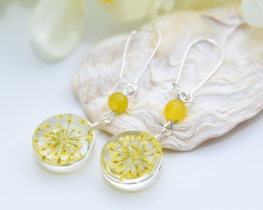 Yellow Queen Anne's Lace Earrings
