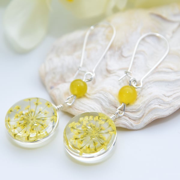 Yellow Queen Anne's Lace Earrings