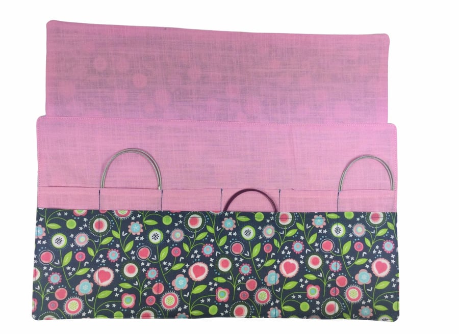 Circular needle case, floral needle case, fixed circular case, sock needles case