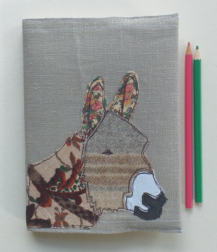A5 Hardback Notebook with Embroidered Donkey on a Removable Cover