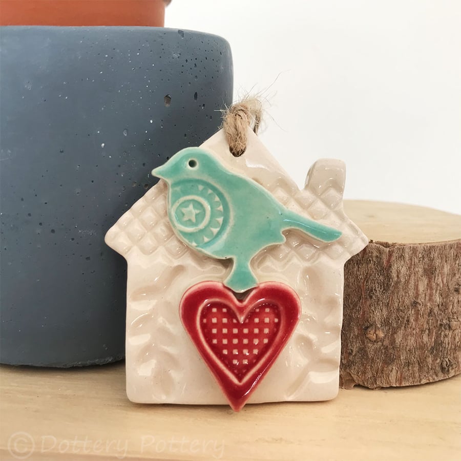 Small Ceramic bird house decoration Pottery bird house 