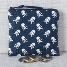 Coin purse, small purse, dragonflies.skull and crossbones.