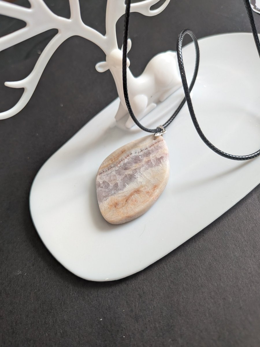 Handcrafted Stone Pendant with 44cm Rope Necklace