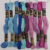 10 Skeins of Anchor Embroidery Threads - Blues and Mauves