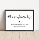 Personalised Our Family Print