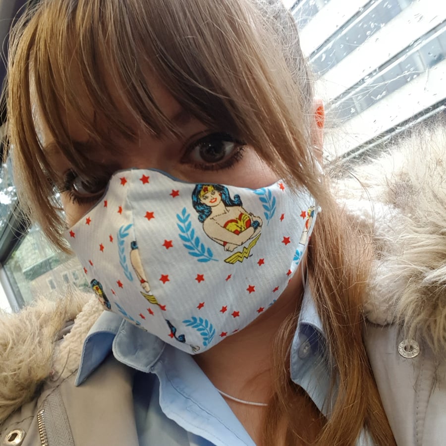 Ladys face mask wonder woman 2 layers 