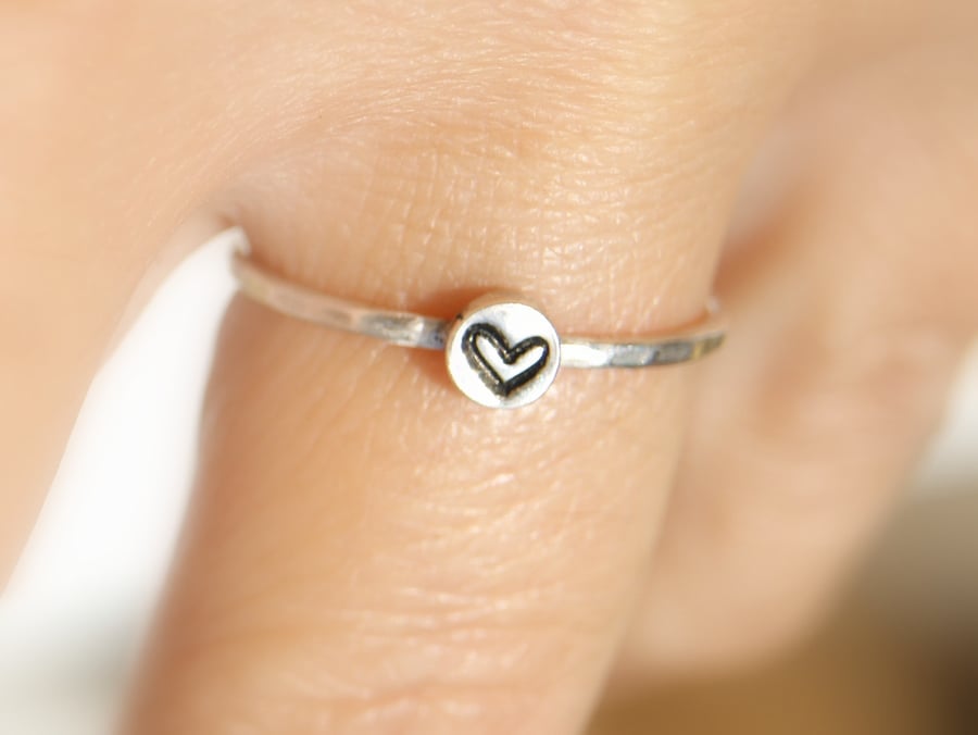 Sterling Silver Heart Ring, Love Ring, Stacking Ring
