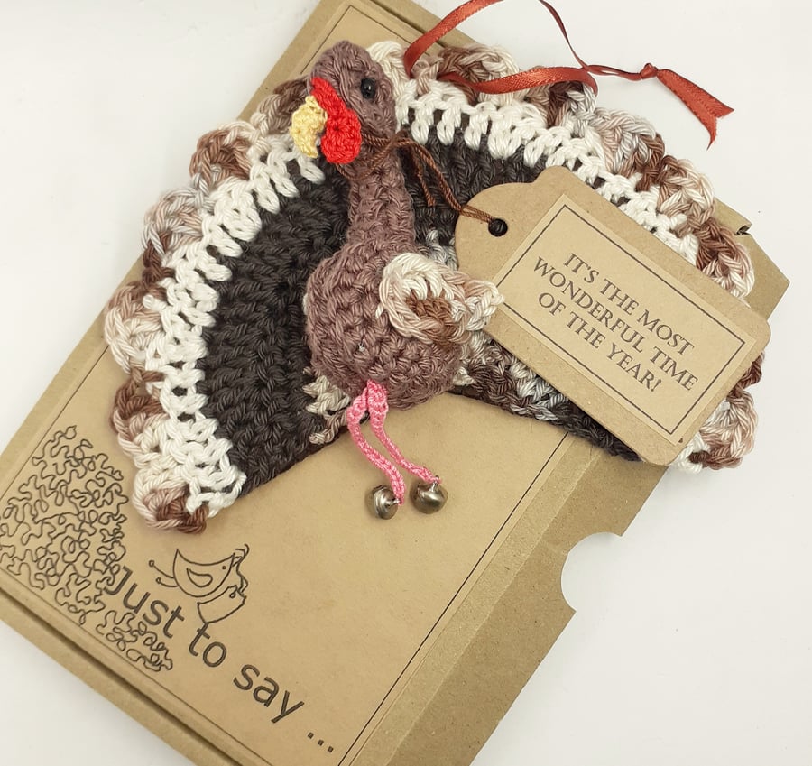 Crochet Turkey Decoration  - Alternative to a Greetings Card 