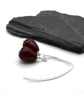 dark red lampwork glass teardrop earrings