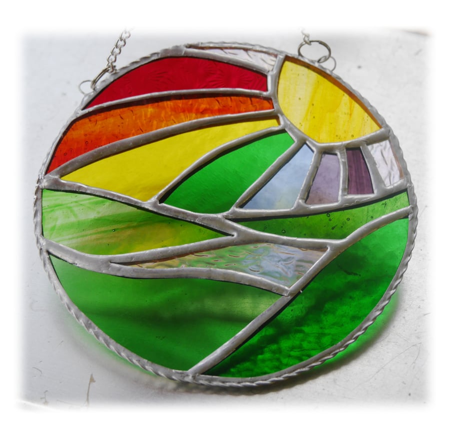 New Day Stained Glass Suncatcher Handmade Rainbow Ring 020