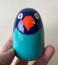 Medium Sized Wheel Thrown and Hand-Painted Ceramic Lovebird (7cm x 5.5cm)