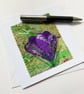 Up-cycled embroidered spring crocus garden card small artwork. - Image 3