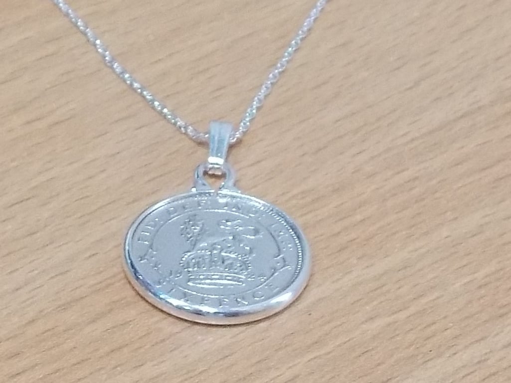 1926 100th Birthday Anniversary sixpence coin pendant plus 18inch SS chain gift