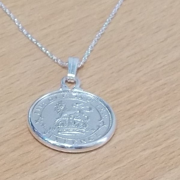 1926 100th Birthday Anniversary sixpence coin pendant plus 18inch SS chain gift