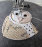 Handmade fabric Barn owl decorations, mini hoop hanging decoration, grey - Image 4