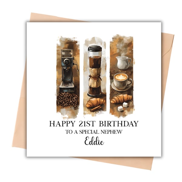Coffee Theme Happy Birthday Card
