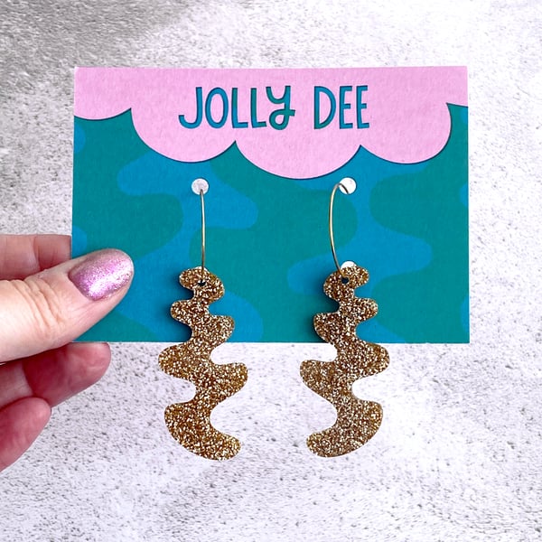 Sparkly gold hoop earrings for women, cactus earrings, gifts for plant lovers