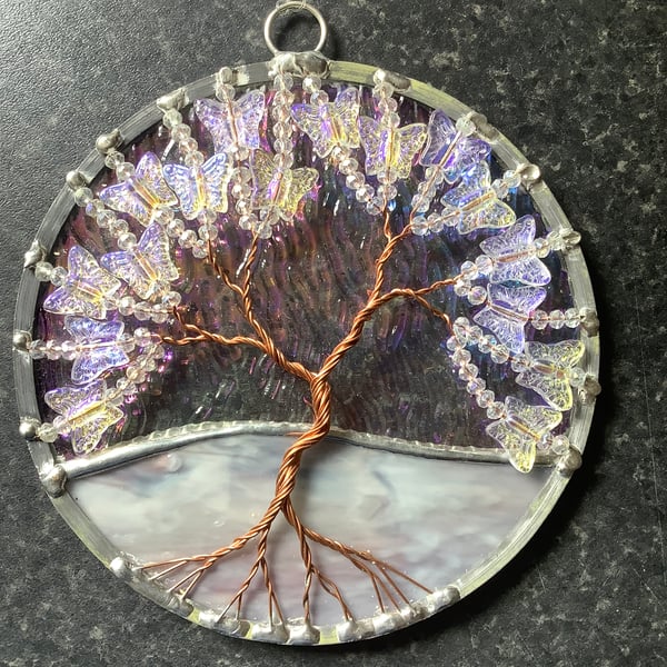 Sparkly butterflies tree of life suncatcher