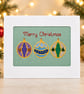 Handmade Cross-Stitch Christmas Card – Beaded Bauble Trio