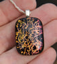 Orange Gold  Pattern Dichroic Glass Pendant,  Fused Glass Necklace F27 - Image 7