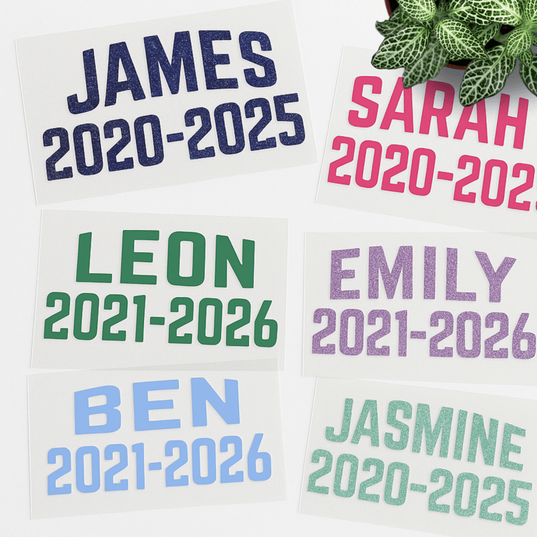 Personalised School Leavers Iron-On Transfer – Name & Years Design – Custom DIY 