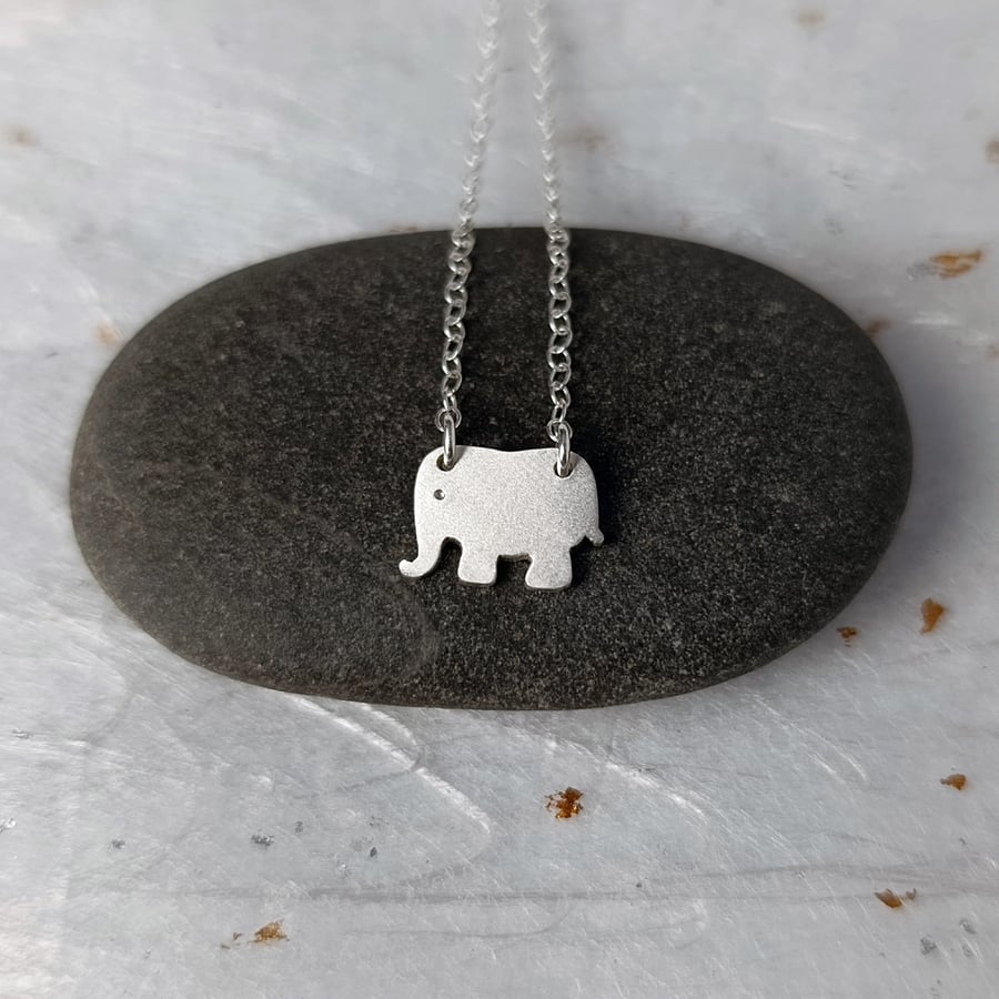 Recycled sterling silver elephant necklace – delicate handmade animal jewellery