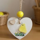 Yellow Sea Glass Bird Thank You Gift - Sea Glass Heart Chick Ornament