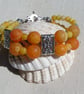 Frosted Orange Agate Chunky Gemstone Beaded Bracelet "Super Nova"