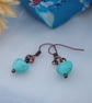 Turquoise heart copper earrings - Image 1