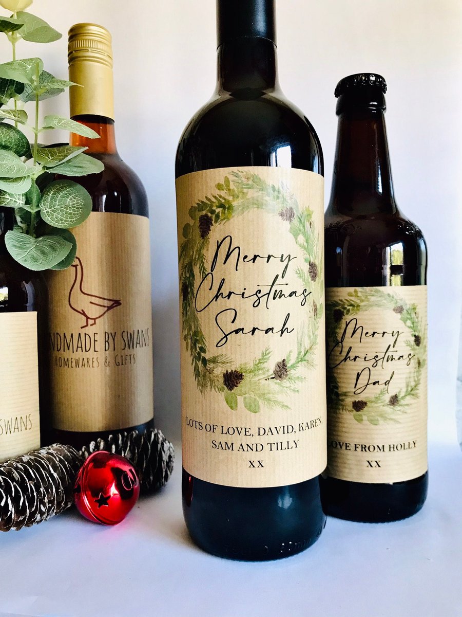 Personalised Christmas gift for friend, personalised christmas wine label, xmas