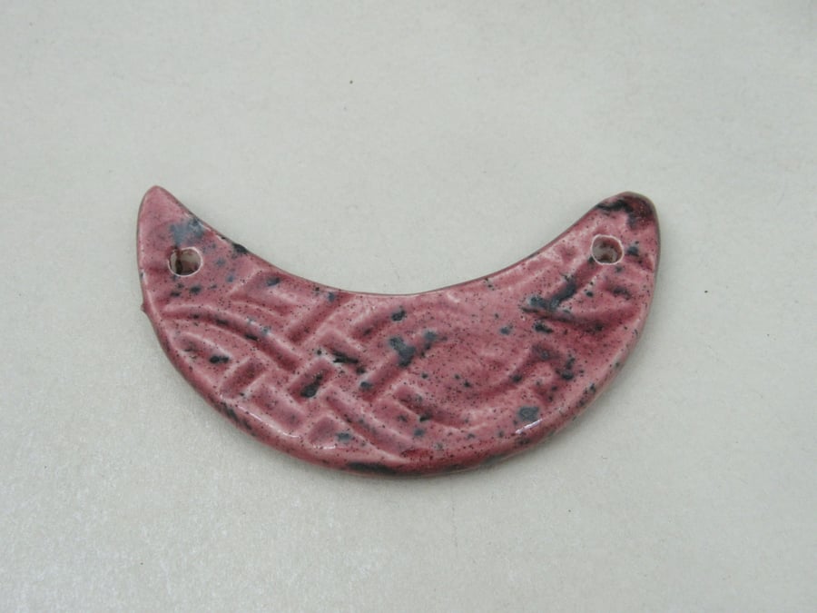 Speckled Rose Celtic Ceramic Crescent Bib Pendant