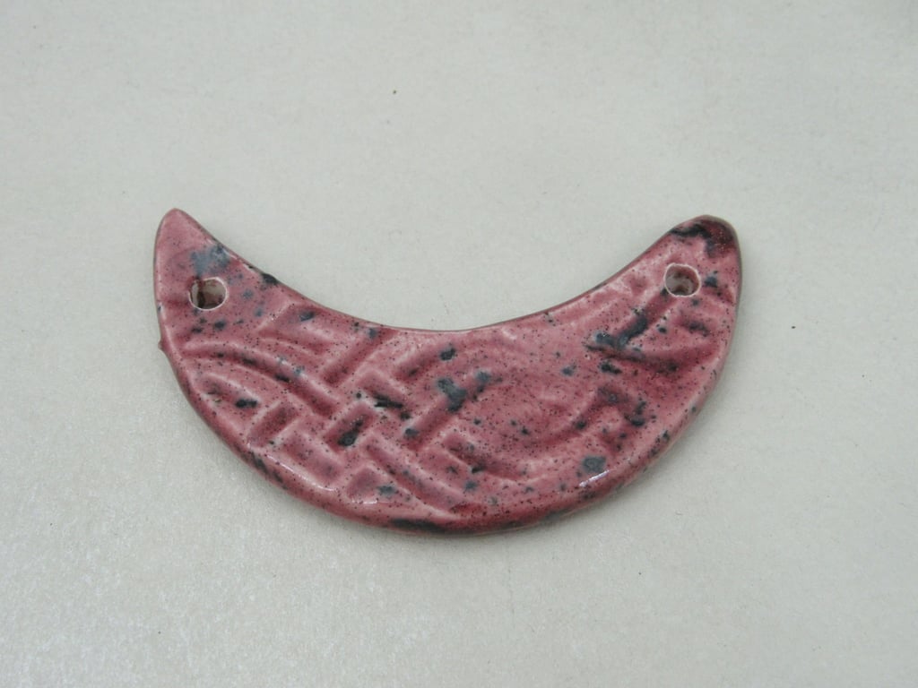 Speckled Rose Celtic Ceramic Crescent Bib Pendant