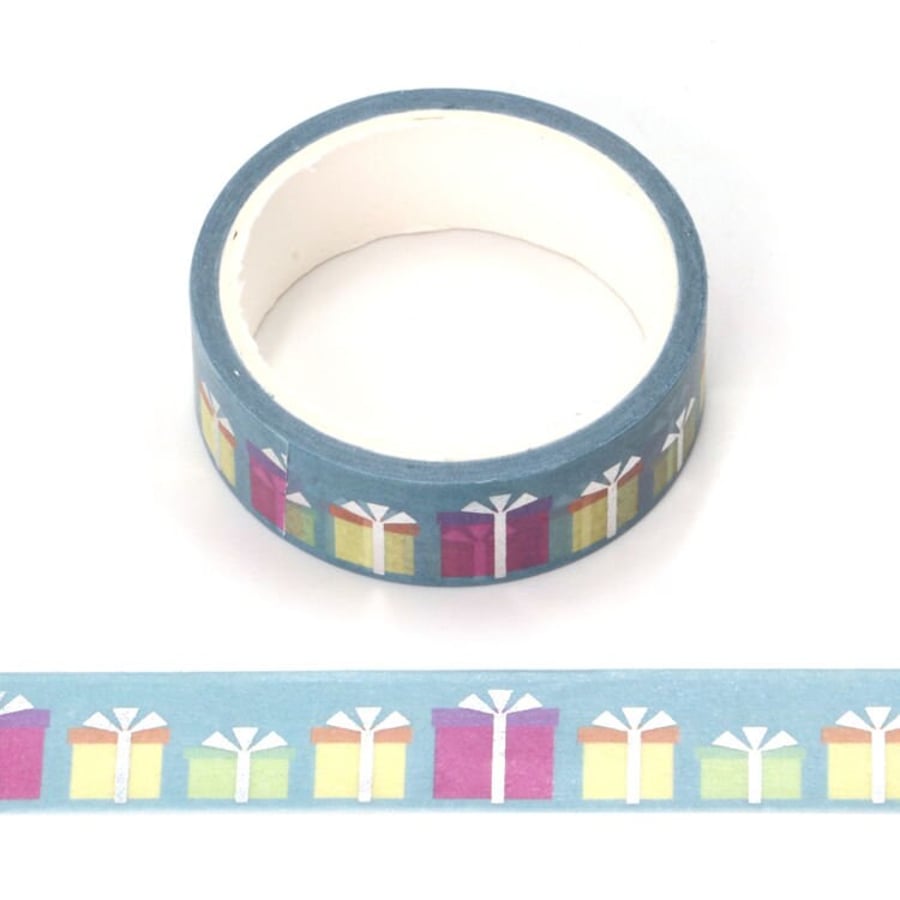 Gift Washi Tape UK Ideal for ChristmasBirthdays with Silver Foil Embossing 15mm 