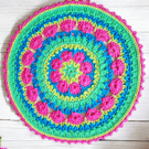 Bright crochet African flower mandala doily table mat