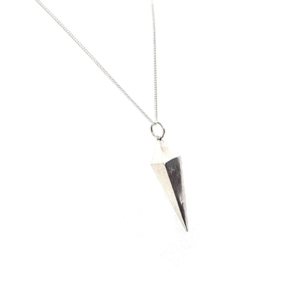 Silver geometric pyramid pendant