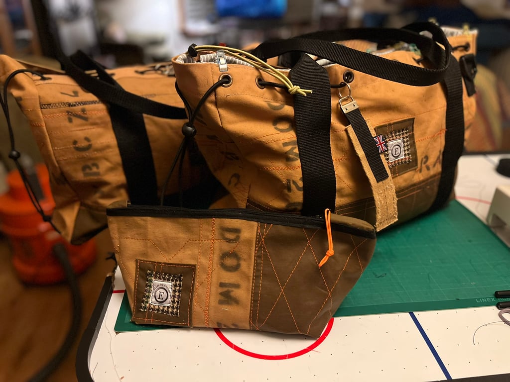 Overnight bag And toiletry's bag, made from Parachute stowage case