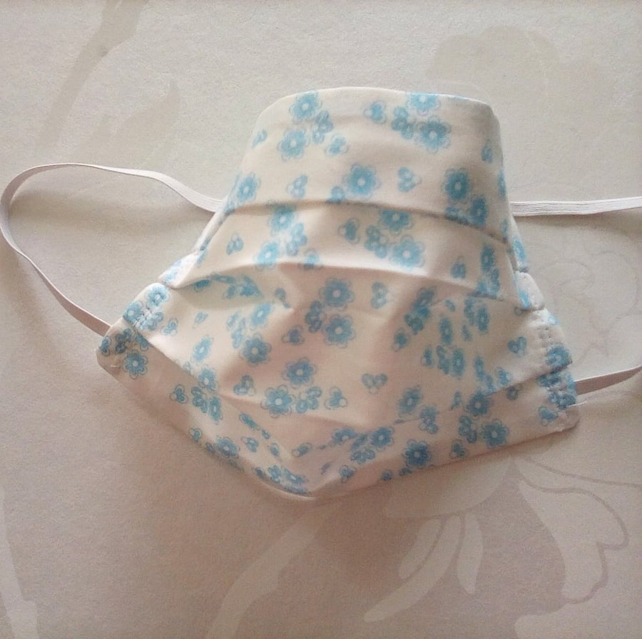 Face Mask Blue and White floral