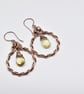 Wire Wrapped Citrine and Copper Hoop Earrings - Image 1