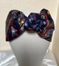 Bess - Blue Paisley Mix 40s Style Turban Headband - Image 2