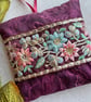 A pretty handmade lavender bag with embroidered floral trim, scented gift, 